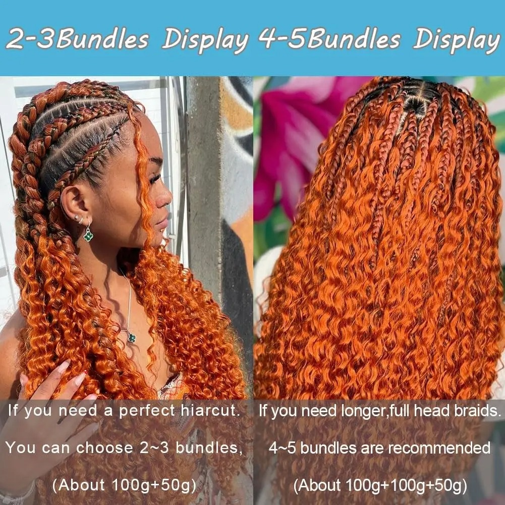 Hair Care Orange - Cabelo Humano para Tranças Boho 100g/peça/2